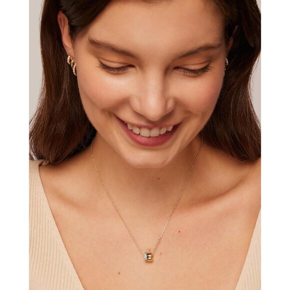 14K Gold Plated Pendant Necklace for Women | Two Distinct Rondelle Pendants with - Picture 3 of 4